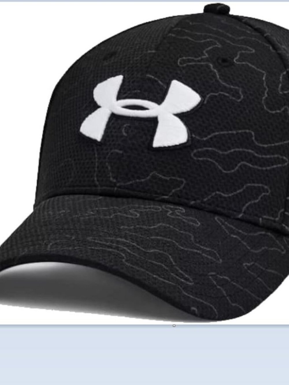 Under Armour Men's UA Printed Blitzing Stretch Fit Cap, Black/White  Size M/L